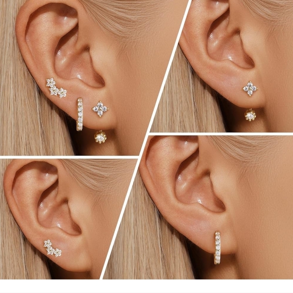 Elegant Gold and Silver Floral Earrings - Picture 5 of 6